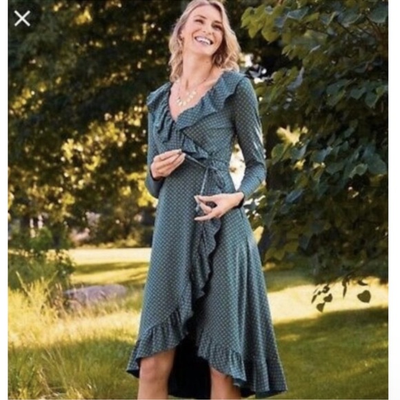 NWOT Matilda Jane Teal Reunion wrap around wrap dress long sleeve hi-low - Picture 5 of 5